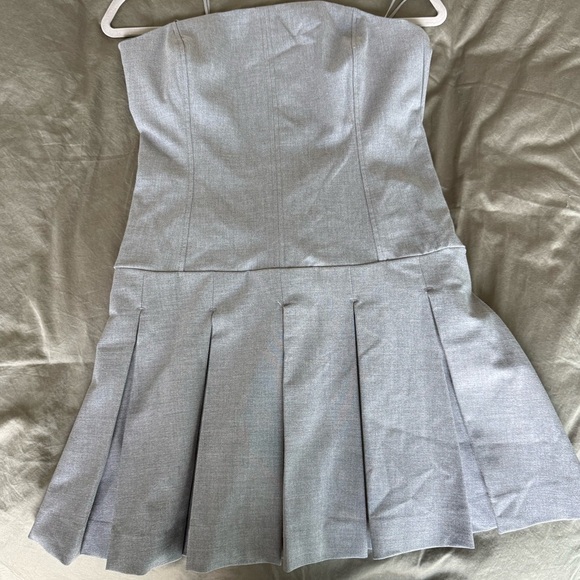 Christian Lacroix Grey 6 Pleated Mini Corset Dress Runway School Prep Academia - Picture 2 of 4